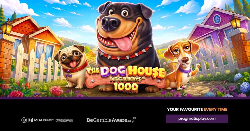 Arte oficial do slot The Dog House Megaways 1000, da Pragmatic Play