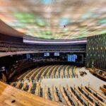 Vista interna do Plenário Ulysses Guimarães, plenário da Câmara dos Deputados, em Brasília