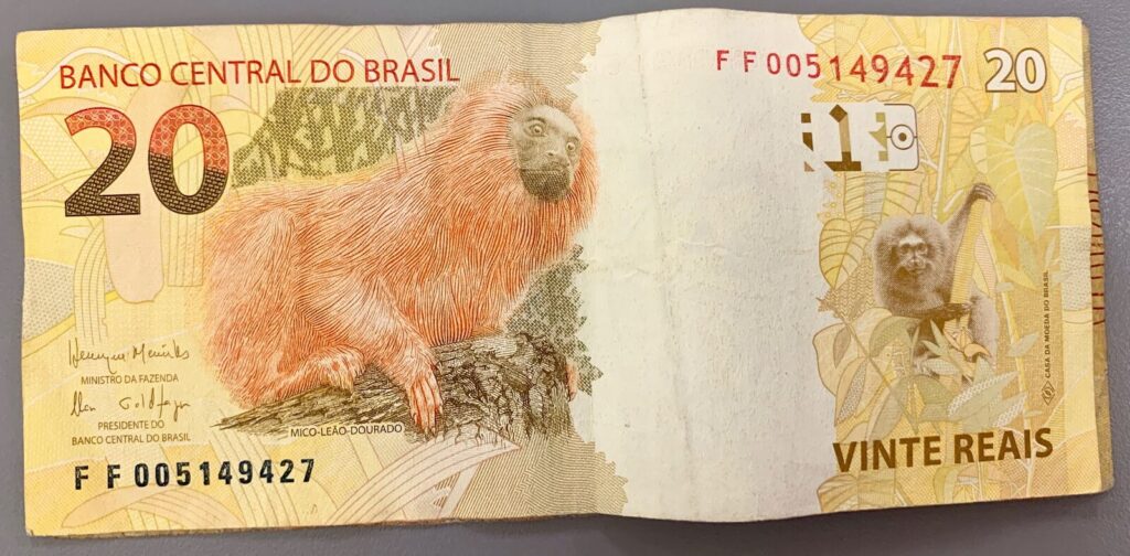 Nota de 20 reais do Banco Central do Brasil, cédula de dinheiro brasileiro