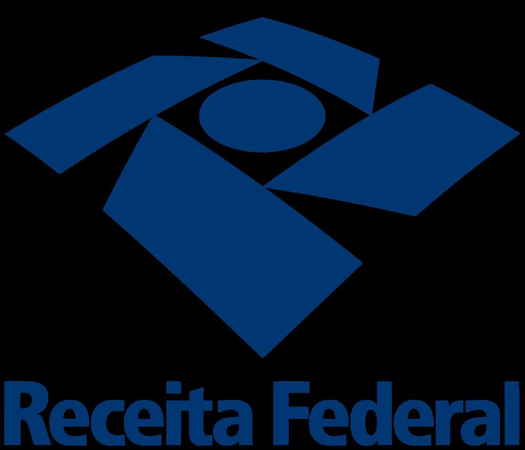 Logotipo oficial da Receita Federal do Brasil em fundo branco (Logomarca oficial da Receita Federal do Brasil (imagem de domínio público, não fotografada durante a operação).)
