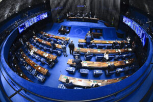 Plenário do Senado Federal, foto de arquivo de 2023, não da sessão específica da CCT (Foto de arquivo: plenário do Senado Federal (2023), não da sessão específica da CCT.)