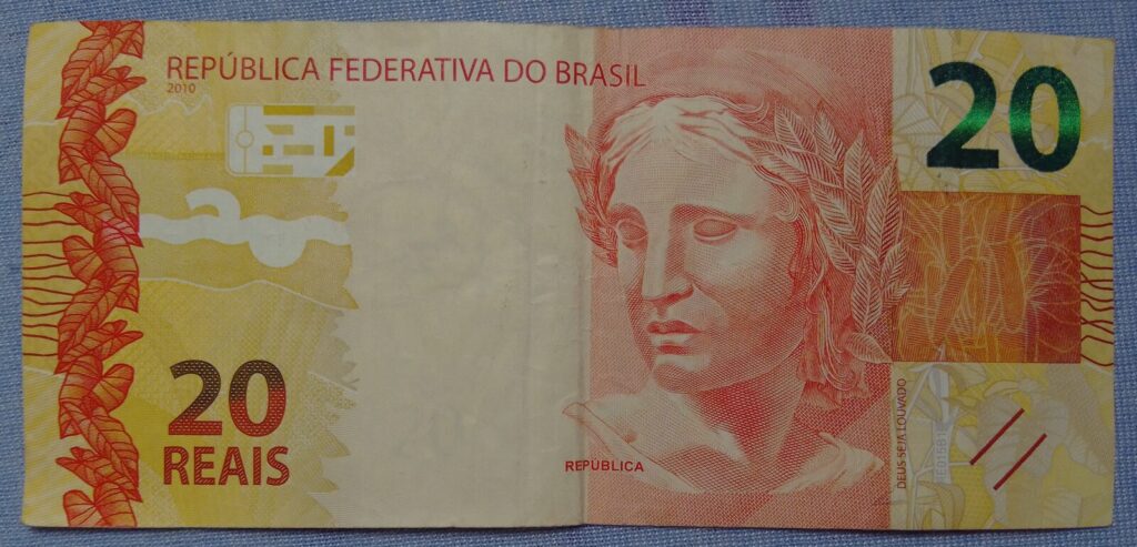 Cédula de 20 reais (frente), ilustrando o mercado financeiro brasileiro (Foto ilustrativa: cédula de real, sem relação direta com a projeção do GGR.)