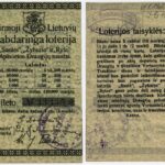 Bilhete antigo de loteria lituana de 1910, com valores de prêmios e regras impressas (Imagem ilustrativa: bilhete de uma loteria histórica lituana de 1910, sem relação com a Quina ou a Caixa.)