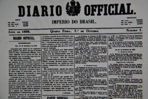 Capa de edição histórica do Diário Oficial da União, usada para ilustrar publicação de normas do governo (Foto de arquivo: primeira edição histórica do Diário Oficial, de 1862, usada apenas para ilustrar o conceito de publicação oficial.)